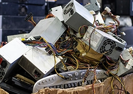 Junk electronics in a pile.