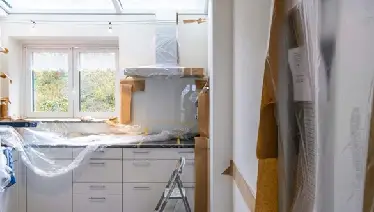 A kitchen in the process of renovation.