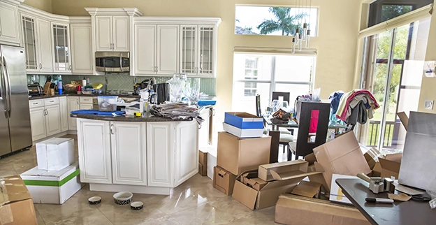 A kitchen full of junk.