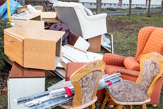 A pile of old furniture.