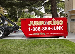 Junk King dropping of dumpster rental.