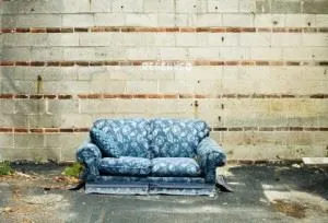 Old blue sofa.