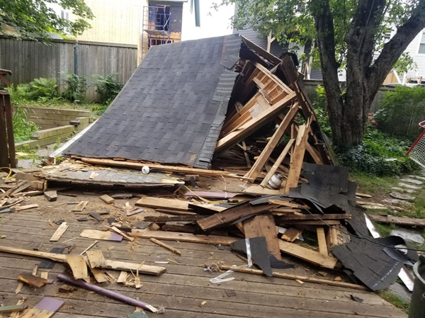 Debris removal during a construction.